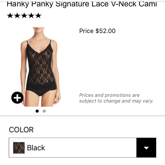 NWT HANKY PANKY LACE V NECK CAMI